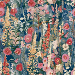 Papier peint vinyle texturé motif forêt florale Delphinium Bleu / Rose Grandeco A74602