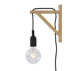 Lucide 08208/01/30 Fix Wall Applique Murale, E27, 60 W, Noir, Bois Clair, 19 x 3,2 x 22 cm