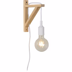 Lucide 08208/01/31 Fix Wall Applique Murale, E27, 60 W, Blanc, Bois Clair, 19 x 3,2 x 22,5 cm