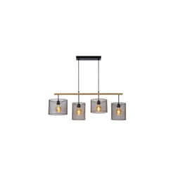 Lucide 45459/04/30 Basket Suspension, Métal, E27, 60 W, Noir, Bois Clair, 107 x 23 x 170 cm