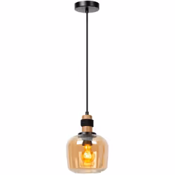 Cet élégant abat-jour en verre allie couleur et sérénité. Le pendule ovale en verre de haute qualité, la ferrure en bois et l ...