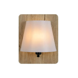 Lucide 77281/01/76 Idaho Applique Murale, E14, 15 W, Bois Clair, Opalin, 12,5 x 12,5 x 25 cm