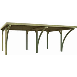 Gardenas - Carport double en bois et panneaux ondulés Capri 6 x 5 m