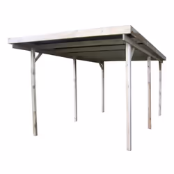 Description générale Carport en bois de 3x6 m avec couverture en panneaux ondulés en fibre de verre, idéal pour protéger votr ...