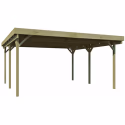 Description générale Carport double en bois Basic, conçu pour offrir une protection optimale à vos véhicules. Avec une constr ...