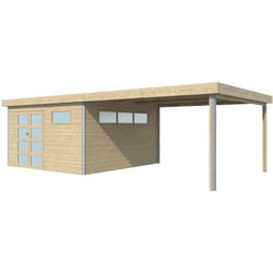 Gardenas - Chalet en bois profil aluminium contemporain avec extension 30.16 m² Sans option