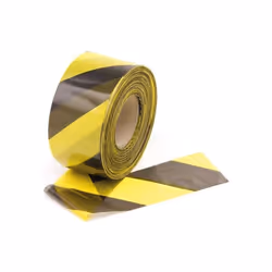 Bande barricade Perle, pour la signalisation des zones à risque et la restriction d'accès, en polyéthylène, noir/jaune, 8 cm  ...