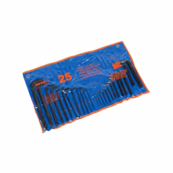 CARACTERISTIQUES : acier forgé bruni 12 clés SAE de 1/16" à 3/8" 13 clés métriques de 1.5 à 10mm