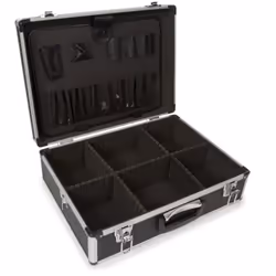 Perel Mallette à outils, panneau porte-outils, séparateurs amovibles, verrouillage par clé, 2 clés, aluminium, gris, 455 x 33 ...