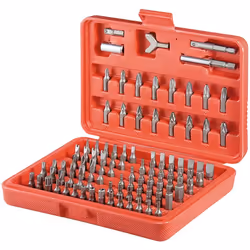 Perel TOOL108, 100 pièce(s), Cruciforme, Fente, Pince, Torq-Set, Torx, Tri-Wing, PZ 0, PZ 1, PZ 3, Acier, 1x magnet bit holde ...
