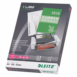 Leitz 16925, Transparent, EVA (Acétate de vinyle d'éthylène), Polyéthylène téréphthalate (PET), Brillant, A4, 0,125 mm, 222 m ...