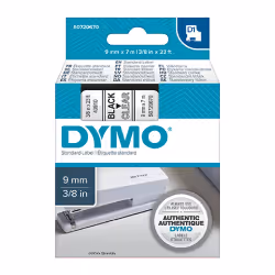 DYMO D1 - Standard Étiquettes - Noir sur transparent - 9mm x 7m