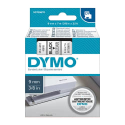 DYMO D1 - Standard Étiquettes - Noir sur transparent - 9mm x 7m
