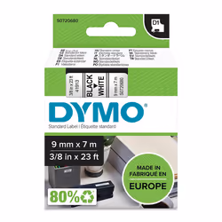 DYMO D1 - Standard Étiquettes - Noir sur blanc - 9mm x 7m, Noir sur blanc, Polyester, Belgique, -18 - 90 °C, DYMO, LabelManag ...