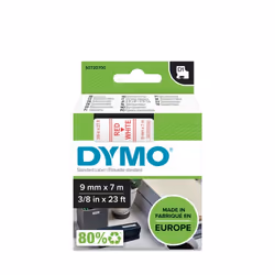 DYMO D1 - Standard Étiquettes - Rouge sur blanc - 9mm x 7m