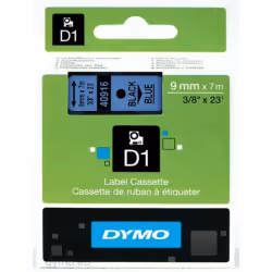 DYMO D1 - Standard Étiquettes - Noir sur bleu - 9mm x 7m, Noir sur bleu, Polyester, Belgique, -18 - 90 °C, DYMO, LabelManager ...