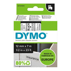 DYMO D1 - Standard Étiquettes - Noir sur transparent - 12mm x 7m