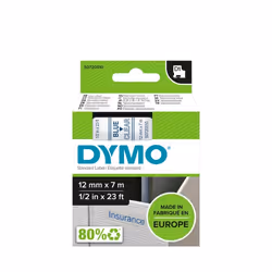 DYMO D1 - Standard Étiquettes - Bleu sur transparent - 12mm x 7m