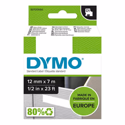 DYMO D1 - Standard Étiquettes - Rouge sur blanc - 12mm x 7m, Rouge sur blanc, Polyester, Belgique, -18 - 90 °C, DYMO, LabelMa ...