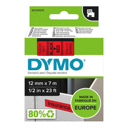 DYMO D1 - Standard Étiquettes - Noir sur rouge - 12mm x 7m