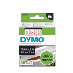 DYMO D1 - Standard Étiquettes - Rouge sur blanc - 19mm x 7m