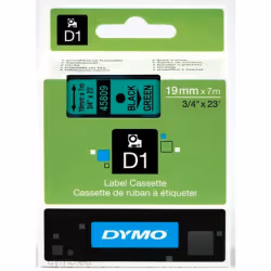 DYMO D1 - Standard Étiquettes - Noir sur vert - 19mm x 7m, Noir sur vert, Polyester, Belgique, -18 - 90 °C, DYMO, LabelManage ...