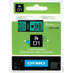 DYMO D1 - Standard Étiquettes - Noir sur vert - 19mm x 7m