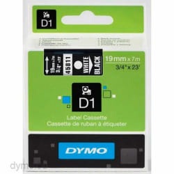 DYMO D1 - Standard Étiquettes - Blanc sur noir - 19mm x 7m