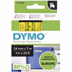 DYMO D1 - Standard Étiquettes - Noir sur jaune - 24mm x 7m, Noir sur jaune, Polyester, Belgique, -18 - 90 °C, DYMO, LabelMana ...