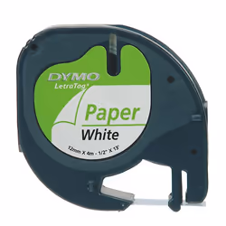 DYMO 12mm LetraTAG Paper tape, Papier, Belgique, 4 m, 1 pièce(s), 29 mm, 96 mm