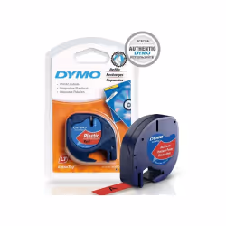 DYMO S0721630, Noir sur rouge, Polyester, Belgique, DYMO, LetraTag 100T, LetraTag 100H, 1,2 cm