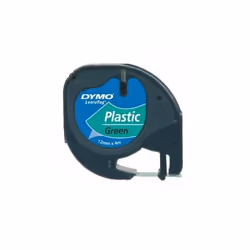 DYMO S0721640, Noir sur vert, Polyester, Belgique, DYMO, LetraTag 100T, LetraTag 100H, 1,2 cm
