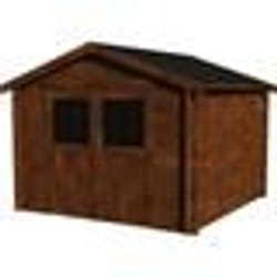 Abri jardin bois Valodeal - 8.88 m² - 2.98 x 2.98 x 2.39 m - 34 mm - Traité marron