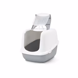 Savic Nestor Jumbo Chat Toilettes couvertes pour animaux de compagnie Gris, Blanc