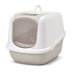 Nestor Jumbo Blanc - Café - bac à litière pour chat couvert - 66,5x48,5x46,5 cm - 1 pièce. - Savic