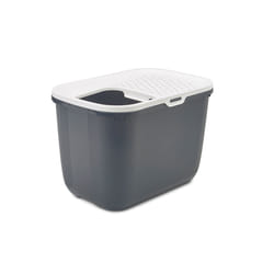 Savic Hop In Chat Toilettes avec entrée par le haut Gris, Blanc