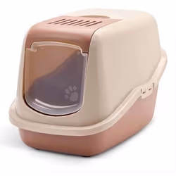 Toilette hygiénique pour chats avec panneau avant rabattable, facile à nettoyer. Poignée et filtre intégrés dans le design. L ...
