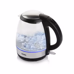 Domo DO9218WK, 1,2 L, 2200 W, Noir, Argent, Verre, Acier inoxydable, Indicateur de niveau d'eau, Filtrage