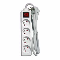 Chacon Bloc 4 x 16A avec cordon 1.5 m et inter., blanc, E, 1,5 m, Non-géré, Blanc, 4 sortie(s) CA, 16 A, Blanc