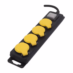 Multiprise étanche - Equipé de 4 prises simples - Intensité : 16 A - Avec clapets - Interrupteur intégré - Longueur du cordon ...