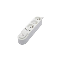 Chacon - bloc multiprise avec interrupteur 3 prises 16 a et 2 sorties usb 2 a, câble 1,5 m blanc 47312