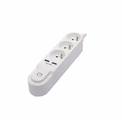 Chacon Bloc Design avec inter. 3 x 16 A + 2 x USB - 3 m - blanc