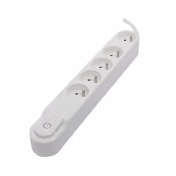 Chacon Bloc Design avec inter. 5 x 16 A - 1.5 m - fiche plate - blanc, 1,5 m, Intérieure, Blanc, 5 sortie(s) CA, 16 A, 100 mm