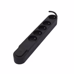 Chacon Bloc Design avec inter. 5 x 16 A - 1.5 m - fiche plate - noir, 1,5 m, Intérieure, Noir, 5 sortie(s) CA, 16 A, 100 mm