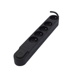 Chacon Bloc Design avec inter. 5 x 16 A - 1.5 m - fiche plate - noir