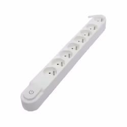Bloc multiprise blanc - 8 prises - Avec interrupteur a pied - Puissance : 3500 W max - Intensité : 16 A - Tension : 230 V - C ...