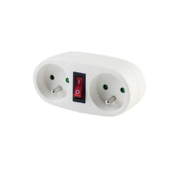 Chacon Domino 2 x 16A avec interrupteur, Blanc