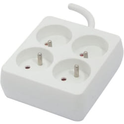 Chacon Bloc 4 x 16 A carré avec cordon 09 m - blanc (FR)