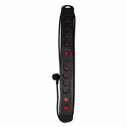 Chacon Bloc 8 x 16 A 2 interrupteurs 1.5 m Noir