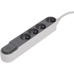 Bloc Multiprise Design 4x16a 1,5m + Interrupteur - Gris/blanc - Chacon